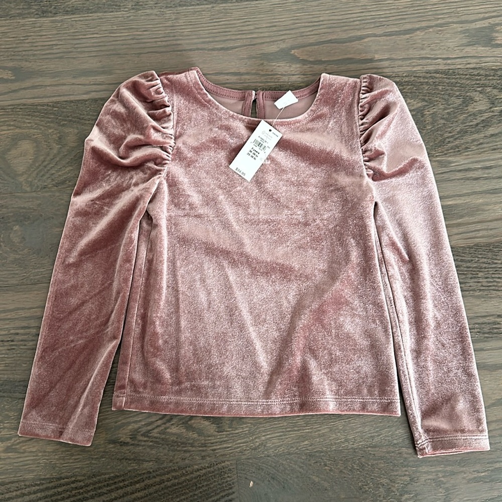 Toddler girl Gap velvet puff sleeve top never worn